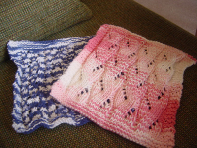 a mock lacy cable and a diamond lace rib