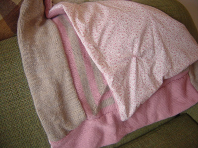 with the back folded over