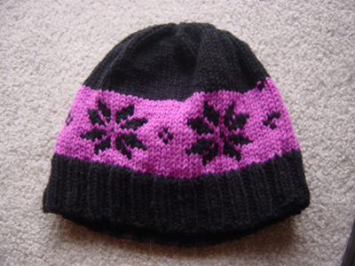 dorky snowflake fair isle hat.